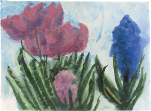 Lot 8136, Auction  123, Nolde, Emil, Rote Blüten und eine blaue Hyazinthe
